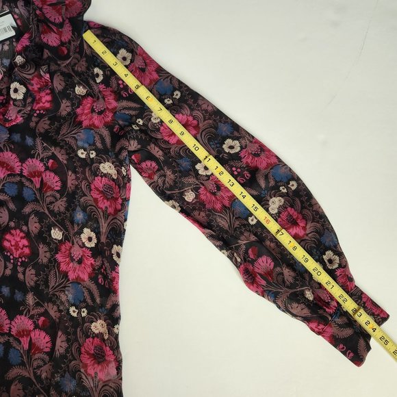 PAIGE Jodelle Floral Print Silk Blouse in Black, XSmall - Picture 16 of 16
